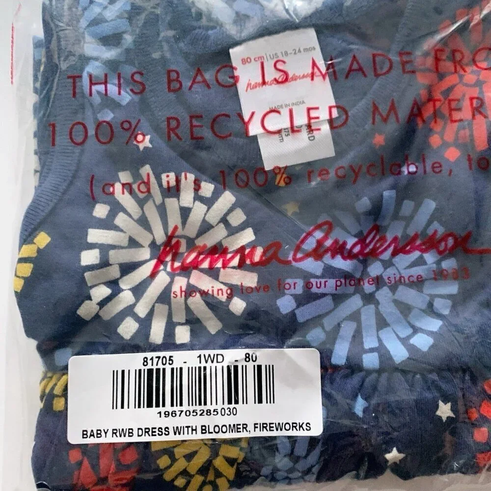 NEW Hanna Andersson Girl Baby Dress & Bloomer Set size 18-24 months